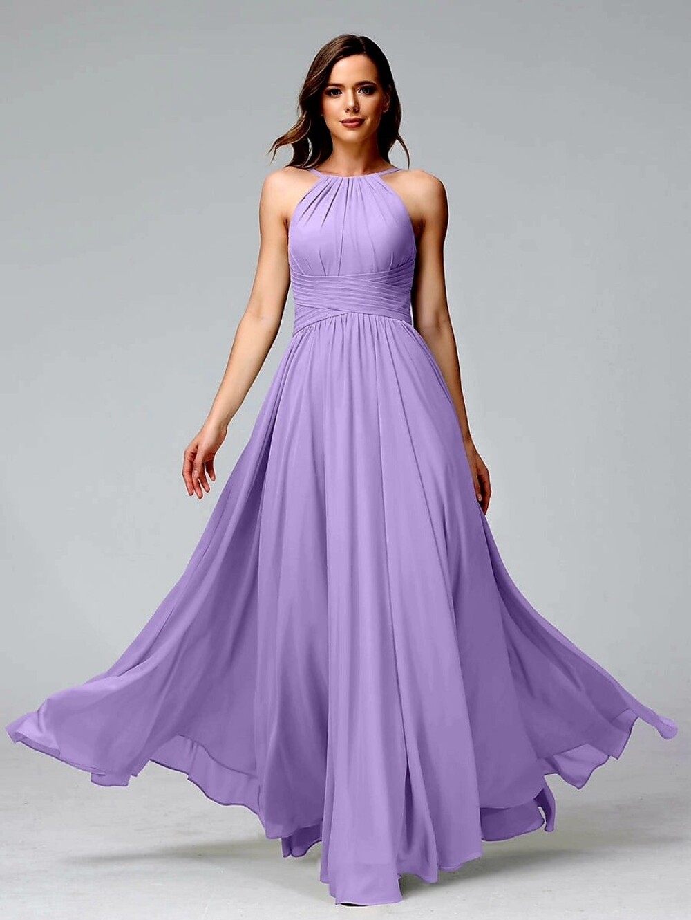 Lavetir Lavender Halter A-Line Evening Dress. Sz 8